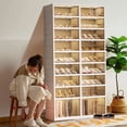 thumbnail image 5 of Folding Shoe Cabinet | 4- Rows 9 Tiers Shoe Shelf Cabinet With Doors | 36 Pairs, Freestanding Collapsibles Storage Organizer For Closet, Bedroom, Entryway, Steel Frame, 5 of 7
