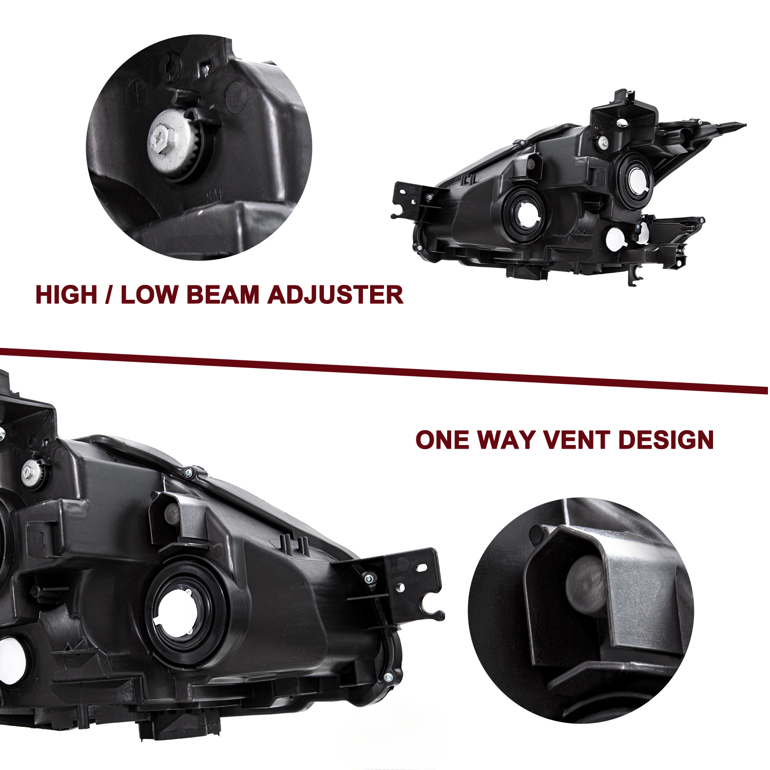 For 2009-2014 Nissan Maxima Halogen Headlights Assembly Headlamps Left+Right