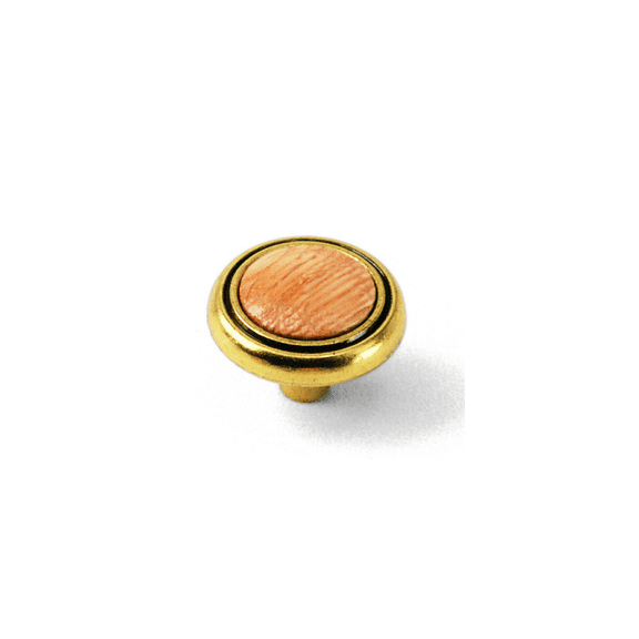 Laurey First Family Round Cabinet Knob - Oak/Light Brass - 1.25" Diameter, 1 Piece