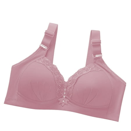 MITCOWBOY Bras for Women Women s Large Size Large Cup Large Chest Small No Soft and Comfortable Bra Everyday Bras No Wire Bras for Women Pink 42 Clearance