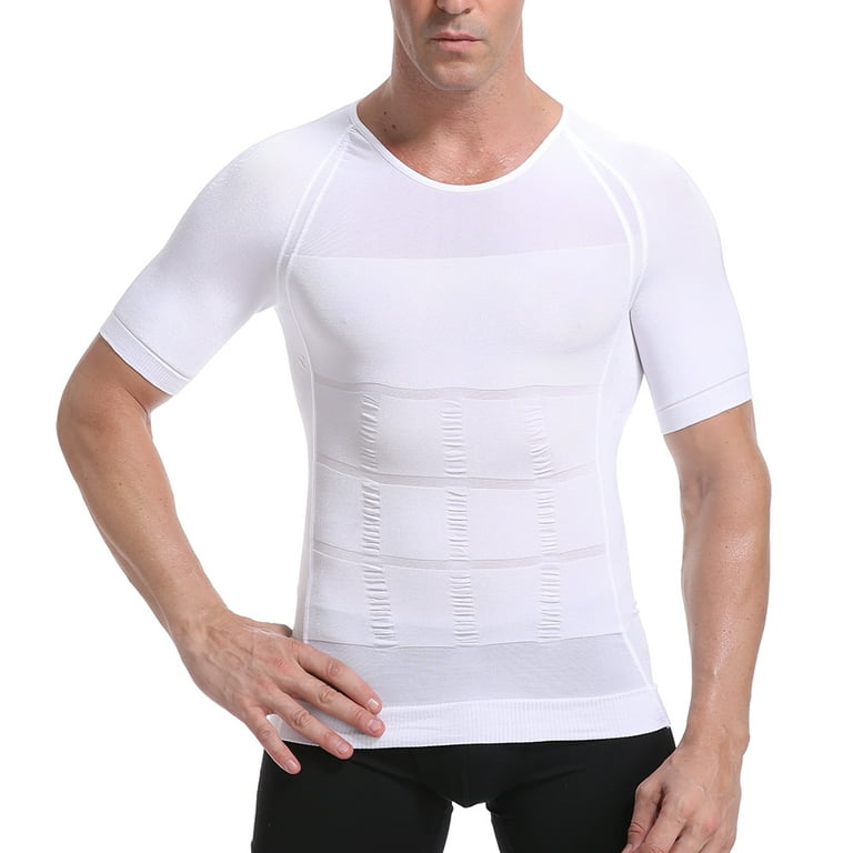 Mens Compression Body Shaper Hide Moobs Undershirt Slimming Shapewear  Shorts Sleeves Vest Tank Top