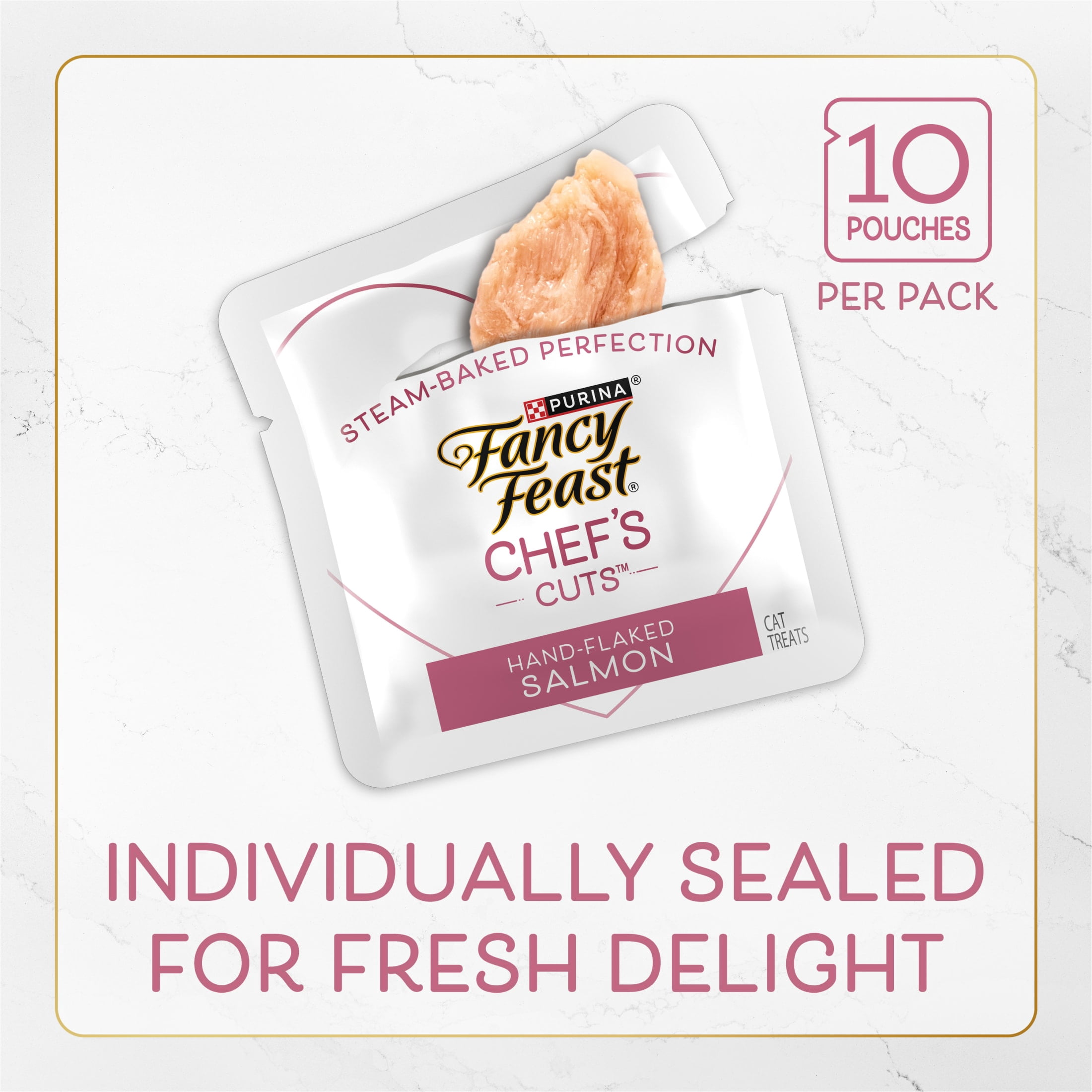 Purina Fancy Feast Chef’s Cuts Real Hand-Flaked Salmon Natural Soft Cat Treats, 1.06 oz.