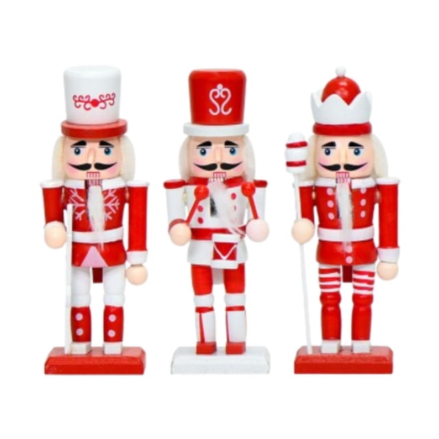 3 figuras navideñas de Cascanueces, adorno festivo, estatuas de decoración navideña de madera para recuerdos de fiesta, dormitorio navideño festivo