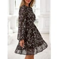 thumbnail image 4 of PRETTYGARDEN Women's Fall Boho Dresses Floral Long Sleeve V Neck Mini Flowy Wedding Guest Dress Trendy Vacation Outfits, 4 of 10