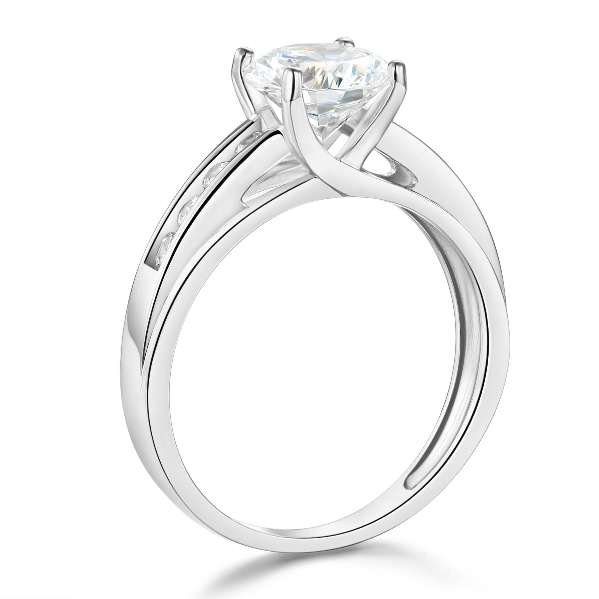 Wellingsale Ladies Solid 14k White Gold Polished CZ Cubic Zirconia