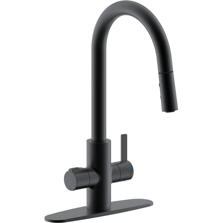 Westbrass 4 in 1 Kitchen Faucet with Dual Spray Mode Pull Down Retractable Sprayer Matte Black
