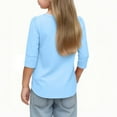 thumbnail image 5 of ZACPNCV Girls Casual 3/4 Sleeve T Shirts Kids Crewneck Tops Tees Blue 12-13 Years, 5 of 9