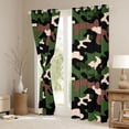 thumbnail image 3 of Feelyou Camouflage Camo Black Out Curtains, Green Abstract Curtains Pack of 2 (42x63 Each), 3 of 6