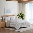 thumbnail image 1 of C&C California Printed Stripe Reversible Comforter Set, 100% Cotton, Breathable, All-Season Comfort , 3 piece, Full/Queen, Oat, 1 of 5