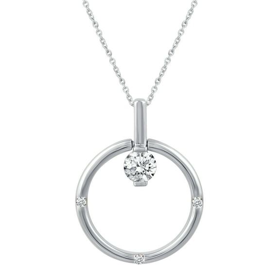 1/2 Carat tw Cubic Zirconia Open Circle Ring Necklace Pendant in 925 Sterling Silver Jewelry