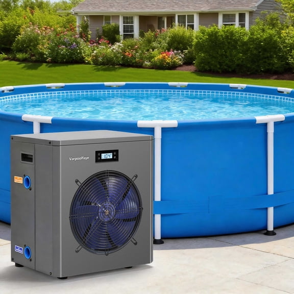 Above Ground Pool Heater, Up to 5000gallons Swimming Pool Heat Pumps, Fits 8/11/15 Ft Pools Electric Pool Water Heaters, Titanium Heat Exchanger, Max 16000BTU/hr, 110V~120V/60Hz