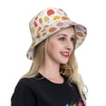 thumbnail image 4 of Yiaed Cute Cartoon Mushrooms Print Reflective Stripe Bucket Hat Unisex Funny Outdoor Fisherman Cap Beach Sun Hat, 4 of 5