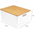 thumbnail image 4 of Isaac Jacobs 2-Pack XL White Storage Bin Set w/ Cut-Out Handles and Bamboo Lid, Plastic Organizers for Home, Pantry, Kitchen, Closet, BPA Free, Food Safe, 4 of 5