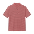 thumbnail image 4 of TKKCS Mens Horizontal Striped Polo Shirt- Breathable Classic Fit Casual Moisture Wicking Short Sleeve Collared Knit Golf Shirts Red Size 3XL, 4 of 7