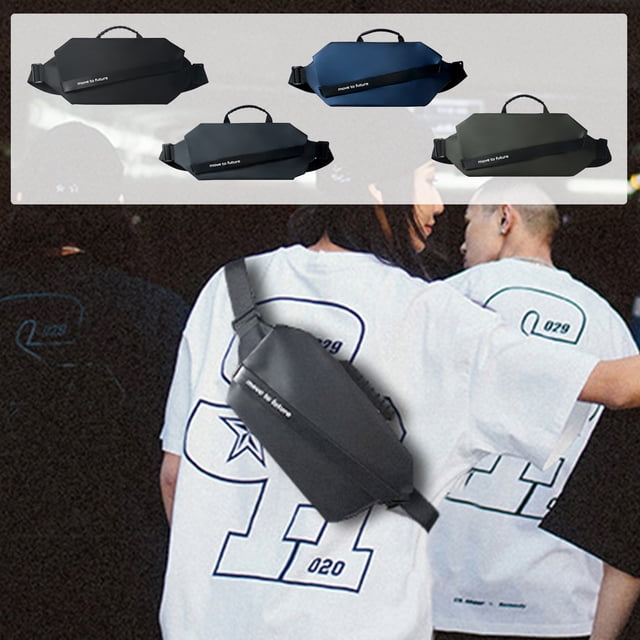 Bolsa antirrobo para hombre - Mochila bandolera para el pecho, poliéster, capacidad 5L, correa ajustable - Azul, negro, gris, verde