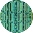 thumbnail image 1 of Ahgly Company Indoor Round Oriental Turquoise Blue Industrial Area Rugs, 5' Round, 1 of 4