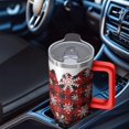thumbnail image 4 of Double Wall 40oz Tumbler Gift - Festive Stainless Steel w/Reindeer Pattern, Leakproof w/Handle & Straw, 4 of 5