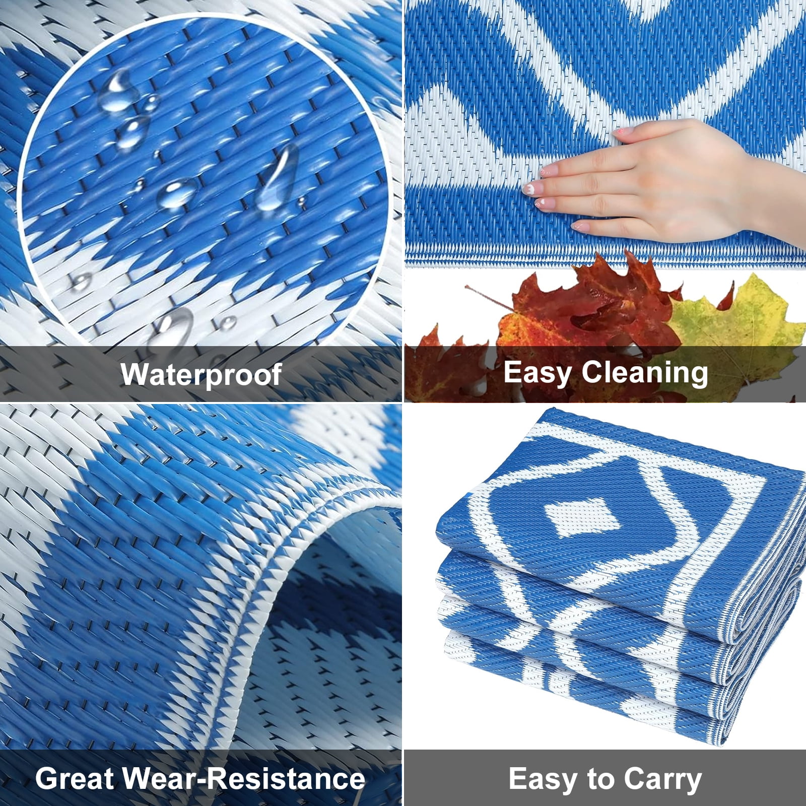 150cmx210cm Outdoor Rugs Easy Cleaning Reversible Mats Waterproof