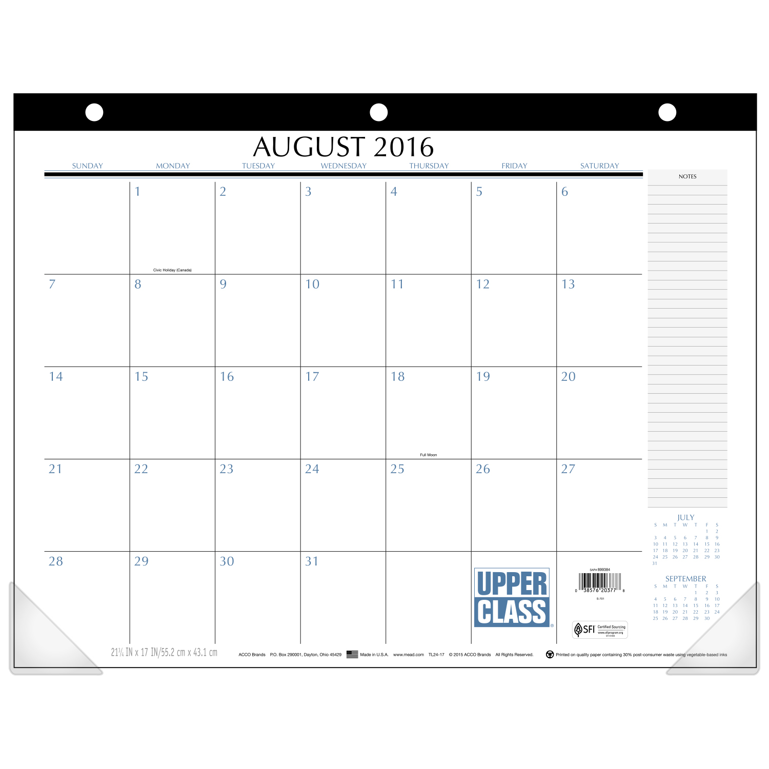 Mead Upper Class Student Monthly Desk Pad - Walmart.com