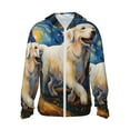 thumbnail image 2 of Uemuo Vintage Starry Sky Labrador Pattern Women's Full Zip UPF 50+ Sun Protection Hoodie Jacket Long Sleeve Sun Shirt Hiking Outdoor Performance with Pockets-XX-Large, 2 of 9