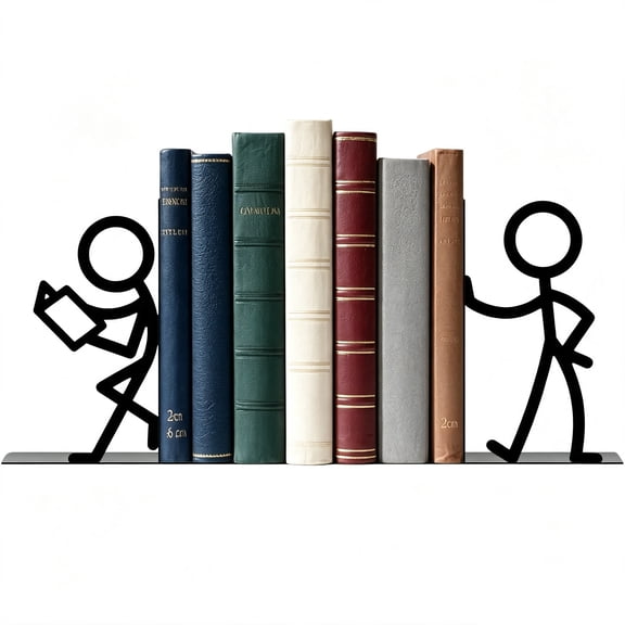 Metal Bookends People Bookends Decorative Cute Book Ends for Shelves Bookshelf Home Office Desk Reading Decor Bookshelf Decor for Book Lovers Gift