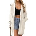 thumbnail image 2 of Women'S Button Down Cardigan Sweaters Oversized Lapel Chunky Warm Loose Soft Knit Outwear Apricot M, 2 of 7