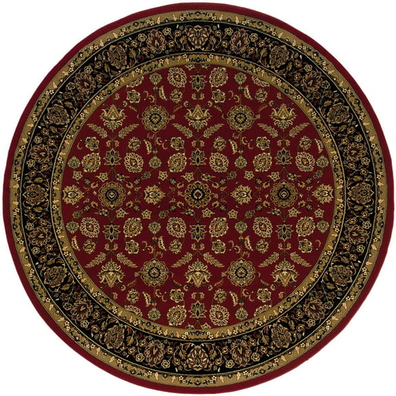 Moretti Wesley Area Rug 271C3 Traditional Red Flowers Scrolls 6' x 6' Round