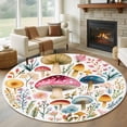 thumbnail image 3 of Spring Botanical Round Area&nbsp;Rug 8ft Rustic Farmhouse Leaves Flowers Watercolor Mushroom Non-Slip&nbsp;Washable Circle Rugs Soft Felt Indoor Floor Mat for Bedroom Kitchen Living Room Bathroom, 3 of 9