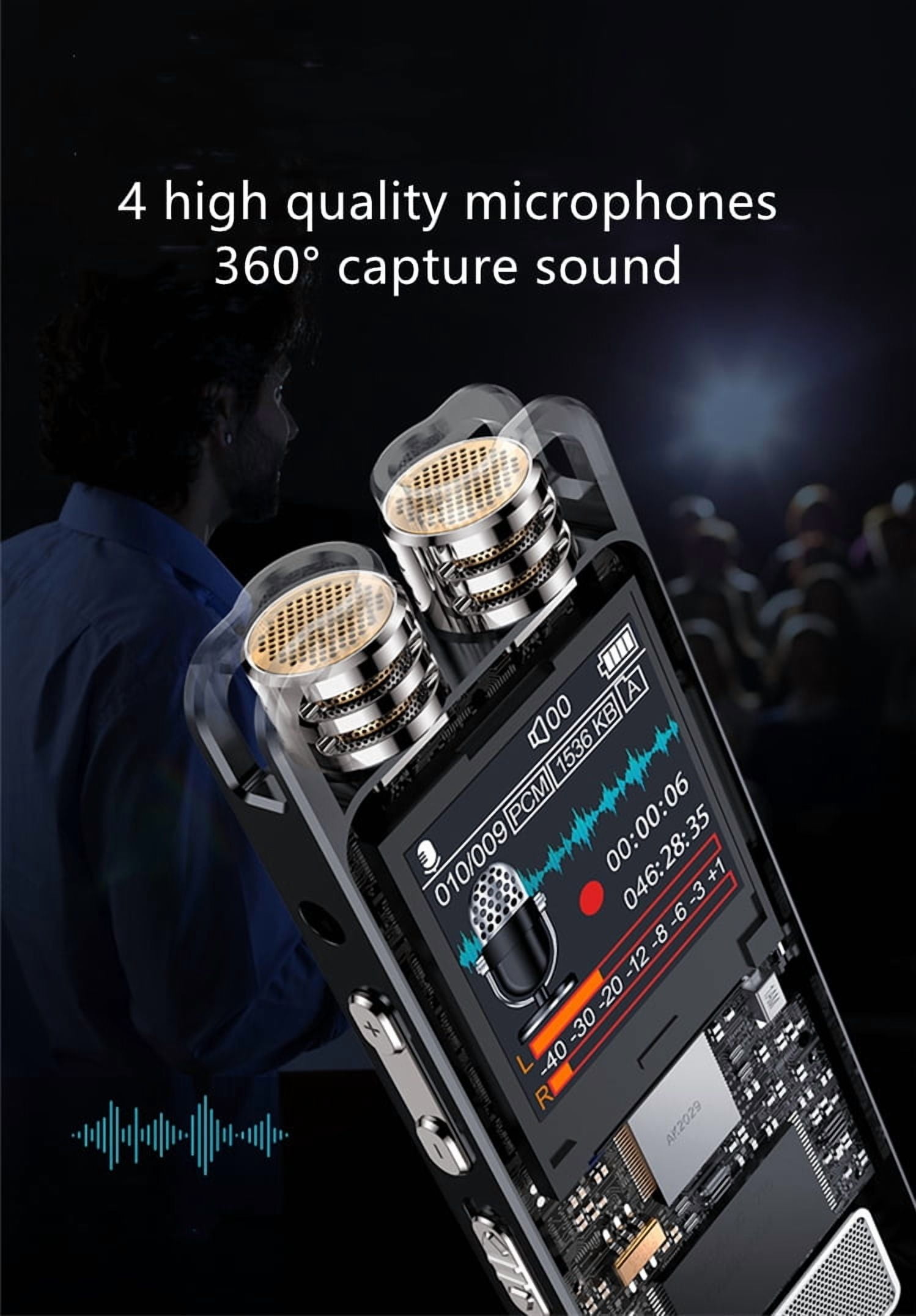 KP666 Professional Voice-Activated Mini Digital Clear Sound Recorder Pen PCM 1536KBPS Stereo Recording Dual Microphones Denoise Lecture Meeting Dictaphone