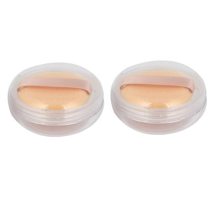 Unique Bargains 2 Pcs Round Shaped Sponge Powder Puff Facial Face Pad Makeup Tool Women Lady Clear Light Yellow w Box