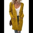 thumbnail image 3 of Suéter Cárdigan de Larga para Mujer, Otoño e Invierno, Tejido de Punto , con Botones Delanteros, Abrigo Amarillo L, 3 of 7