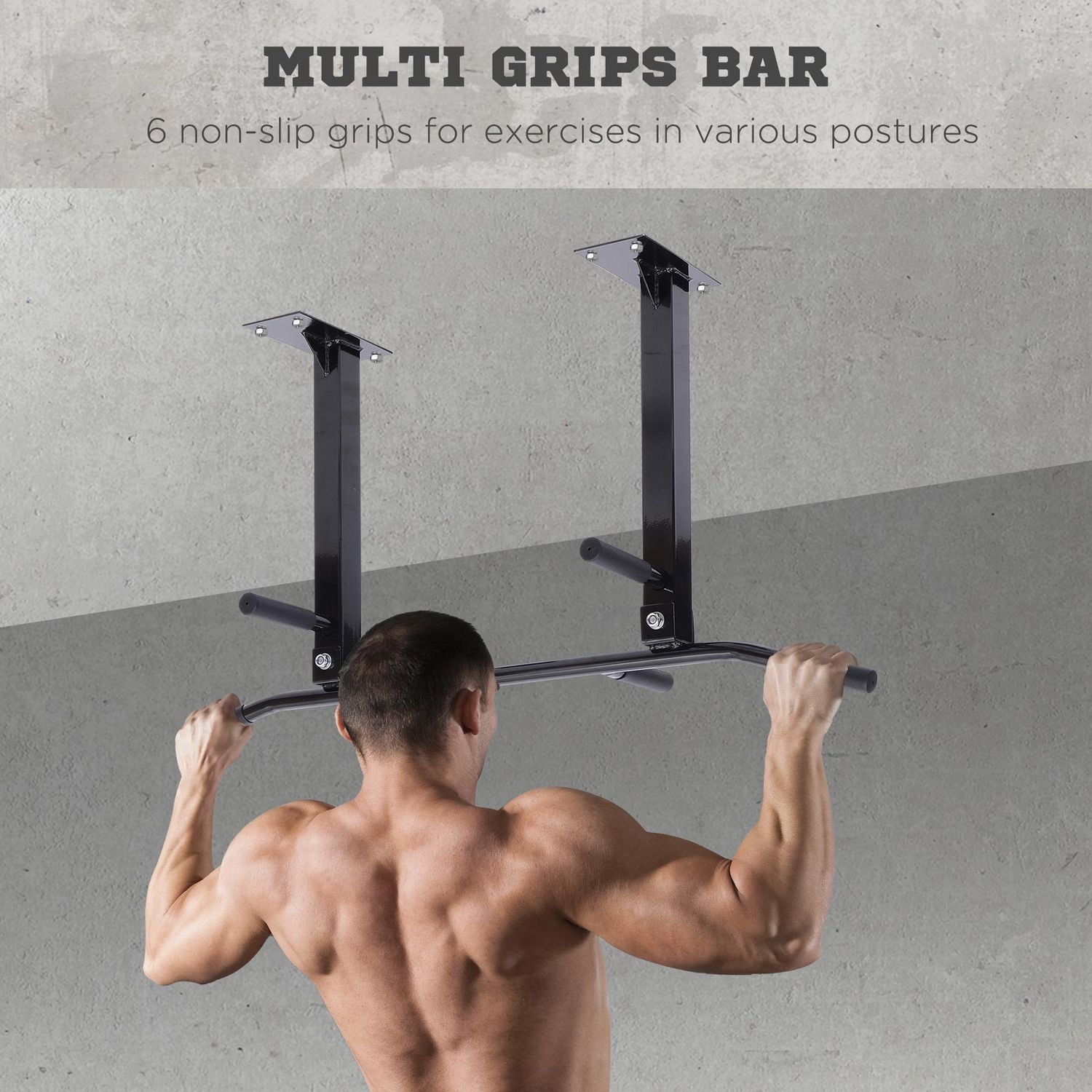 Soozier Barre de traction murale station de musculation montée au plafond gym