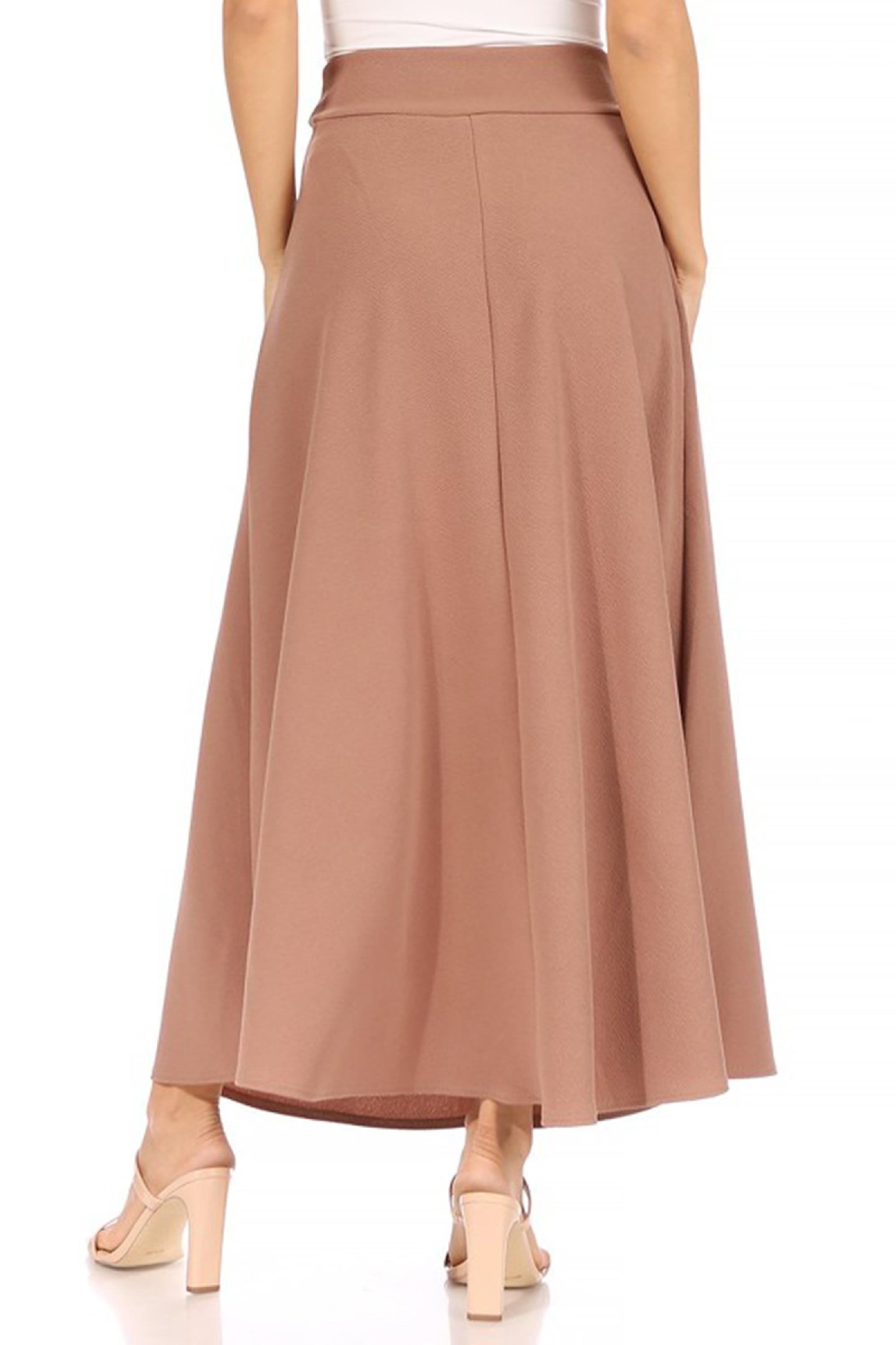 Buy GRECIILOOKS Women's Rayon Blend Fit and Flare Midi Skirt Brown, XS at
