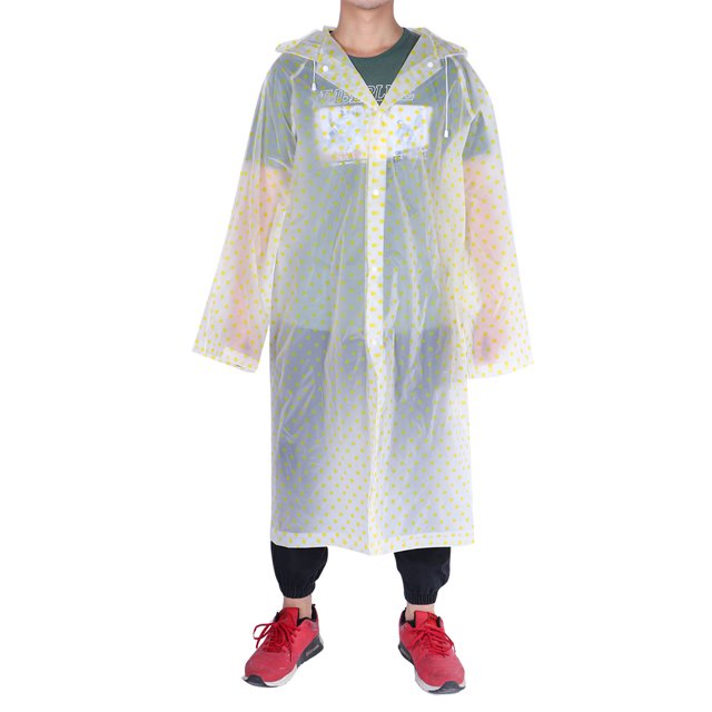Chubasquero transparente de EVA con capucha, chubasquero ultraligero de lunares para niñas (amarillo)