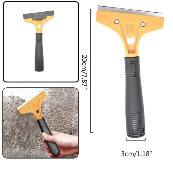 Portable Cleaning Scraper Tool With 10 Blades For Glass Tile Floor Adhesive Removal - Black And Yellow Abs Metal Scraper 7.87X4.13 Inch Cleaning Brush