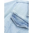 thumbnail image 4 of Blue Denim Patchwork Mini Dress Women Casual Short Sleeve Button Frayed Dresses For Women Summer Elegant Streetwear Dress, 4 of 5