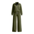thumbnail image 4 of IUYRTFE Women's Zip Up Jacket and Wide Leg Pants Set 2 Piece Casual Tracksuit Solid Color, 4 of 8