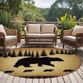 thumbnail image 5 of 8ft Washable Large Round Rug, Vintage Animals Bear Non-Slip Circle Area Rug for Living Room Dining Room, Black Pine Forest Retro Animal Indoor Floor Mat for Home Decor, 5 of 9