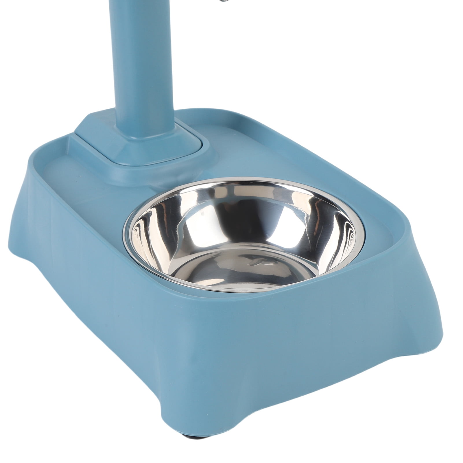 Riousery 500ml / 16.9 oz Pet Standing Water Dispenser with Stainless Steel Bowl, Height Adjustable Automatic Feeder for Cats and Dogs, Lake Blue