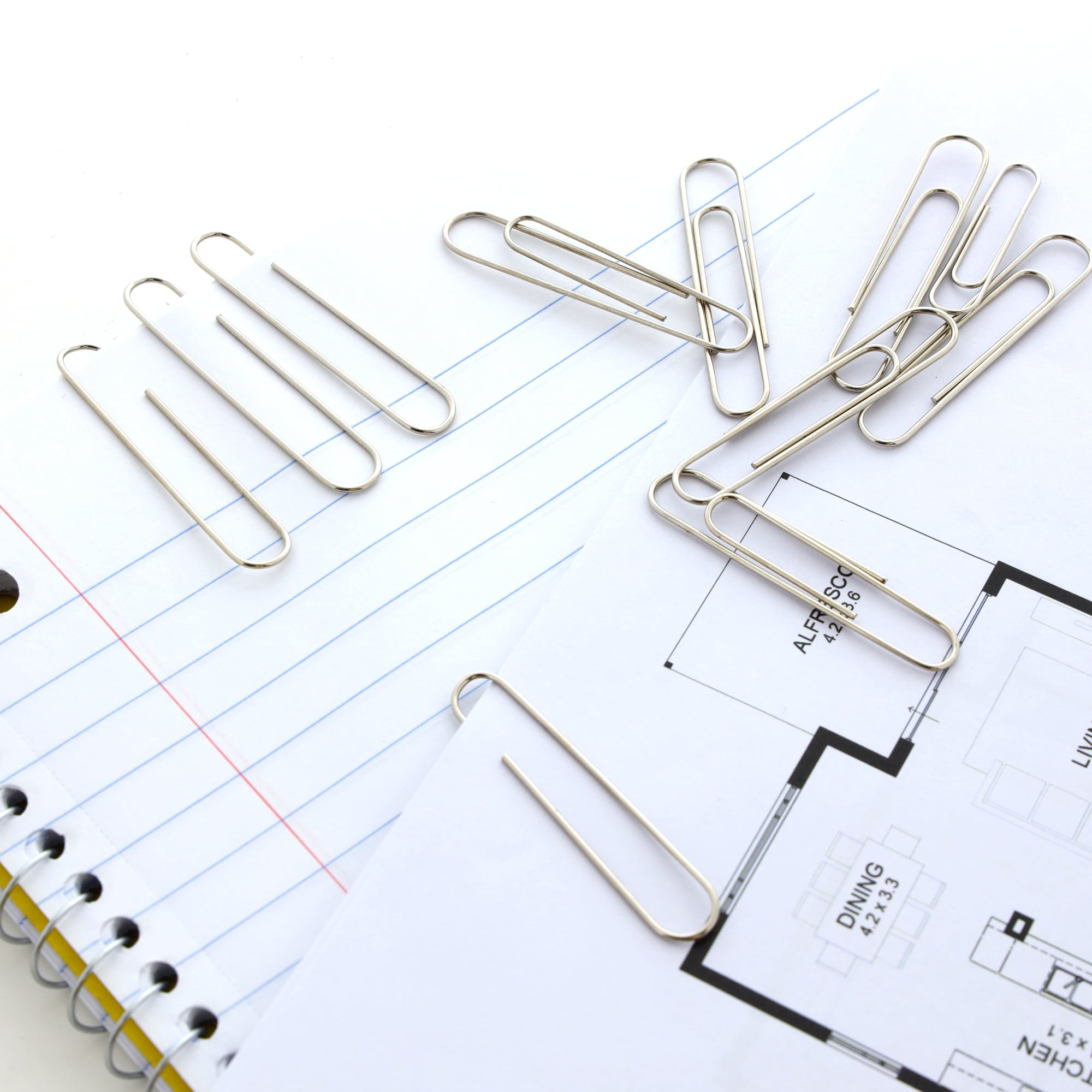BAZIC Paper Clips Jumbo 50mm, Silver Color Paper Clip (100/Pack), 24-Packs