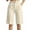Beige, variant on Women's Pinstripe Knee Length Shorts High Waisted Tailored Shorts with Button and Pockets