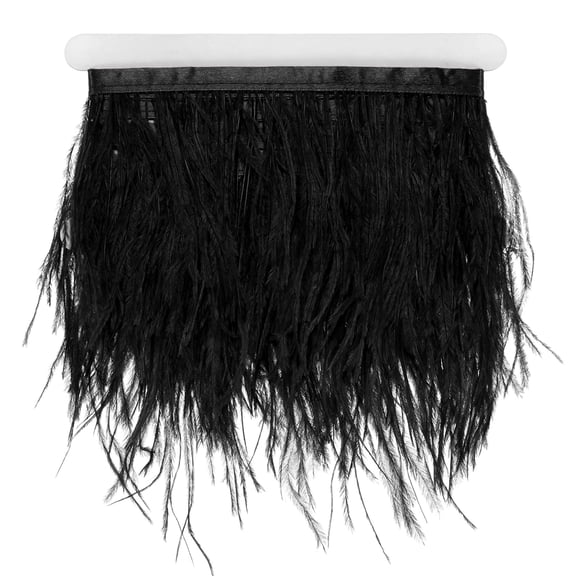 Uxcell Ostrich Feather Trim Fringe, 2 Yards 4-6" Natural Fluffy Feather Trim for Crafting [Black]