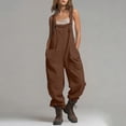 thumbnail image 3 of MLCDZ Women Dressy Jumpsuits Cotton Linen Square Neck Sleeveless Overalls Adjustable Strap Bib Overalls Baggy Summer Romper with Pockets, 3 of 7