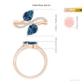 thumbnail image 5 of ANGARA Natural Pear-Shaped 2.5 ct London Blue Topaz Two-Stone Bypass Ring in 14K Rose Gold for Women (Size-8x6mm) | November Birthstone Jewelry for Women | London Blue Topaz Ring (Ring Size - 8.5), 5 of 10
