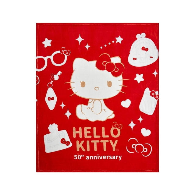 Frazada Providencia Hello Kitty 50 Aniversario de 127x152cm Rojo