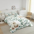 thumbnail image 3 of Erosebridal Cartoon Animal Twin Size Comforter Set Kawaii Polar Bear Bedding Set, Arctic Wildlife Down Comforter White Green Bed Set, Botanical Eucalyptus Quilted Duvet, 3 of 6