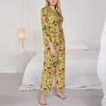 thumbnail image 3 of Fotbe Fruits And Vegetables Pattern Long Sleeve Pajama Set for Women,Sleepwear Set,2-piece Loungewear Set,Soft PJs Comfy Nightwear with Pockets -X-Large, 3 of 7