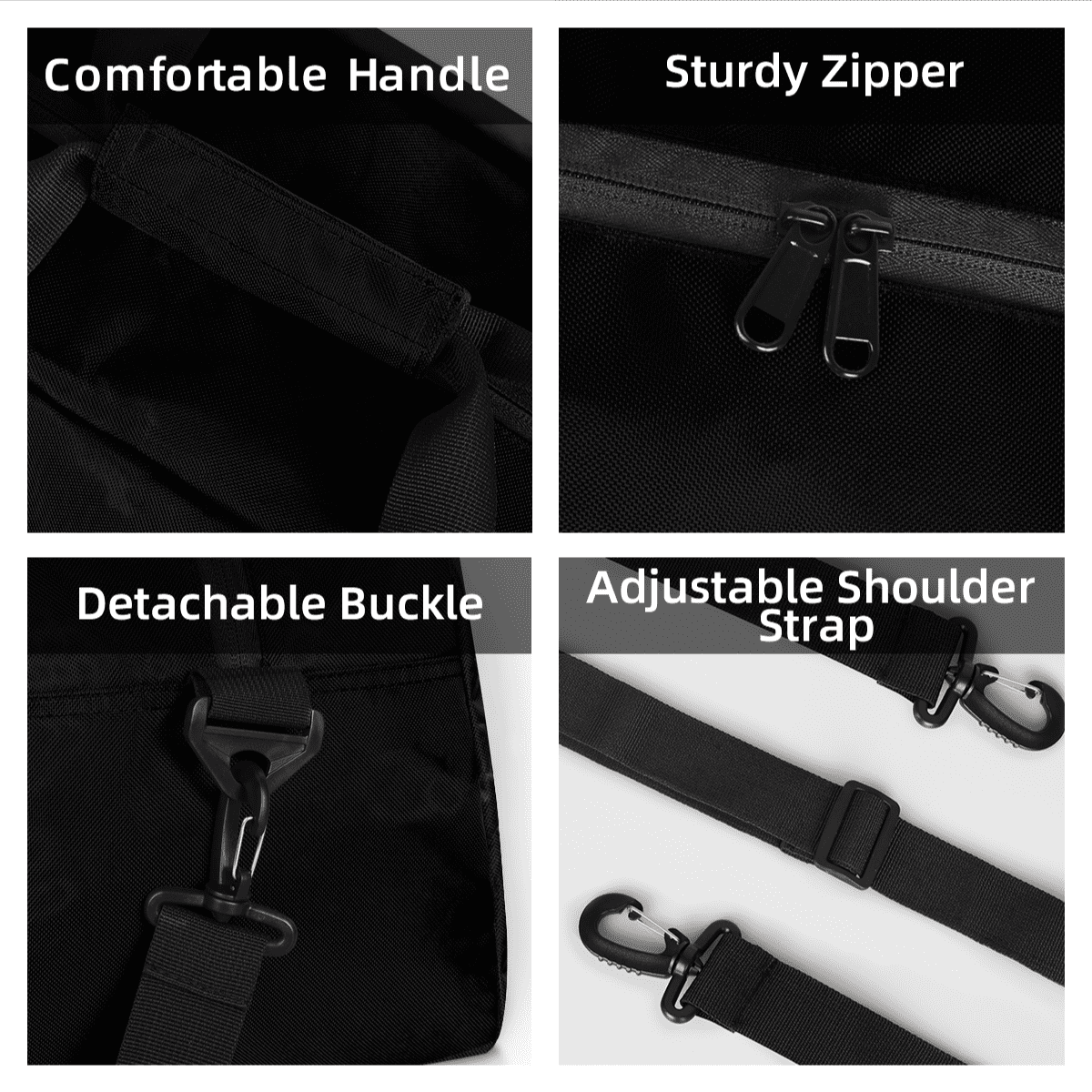 Herdesigns Black Sports Duffle Bag for Women & Men, Gym Bag Dance Bag Overnight Bag Carry On Weekender Travel Bag