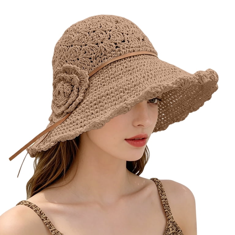 Vinsonshop Sun Hats for Women Elegant Crochet Straw Hat with  display picture 2