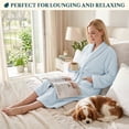 thumbnail image 6 of PAVILIA Light Blue Women Robe Fleece Plush Soft, Fluffy Fuzzy Cozy Warm Lightweight Bathrobe, Shower Spa House Long Robe for Women, L/XL, 6 of 10